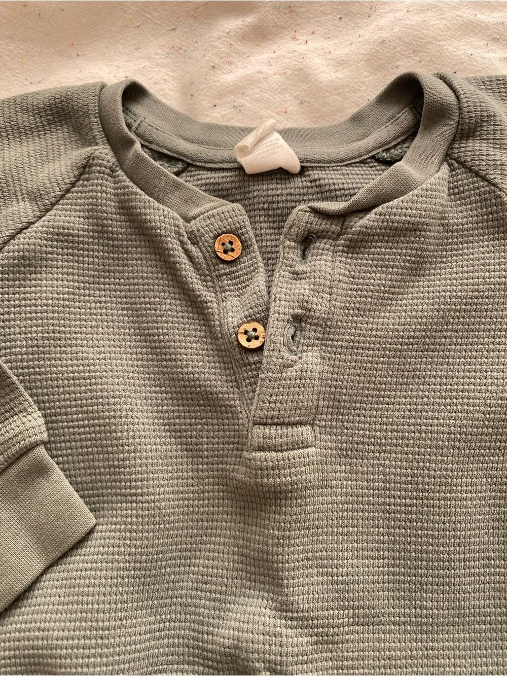 Colored Organics Sage Waffle Knit Henley Bodysuit 12–18M Organic Cotton